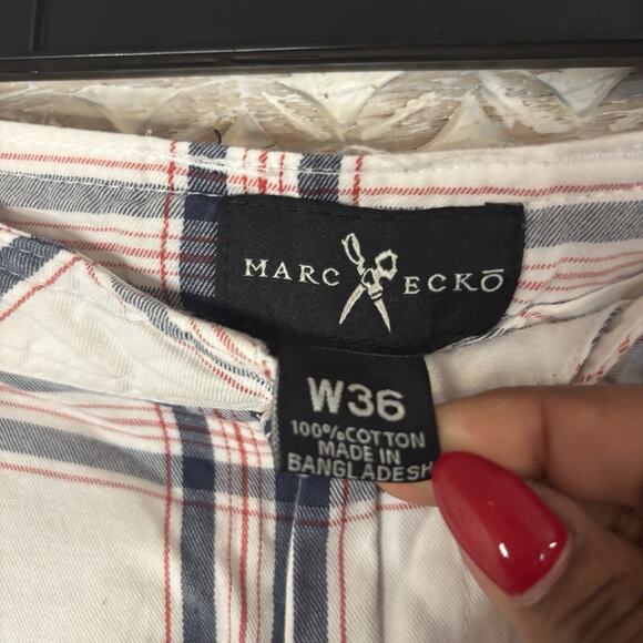 Marc Ecko Shorts Cargo Cut n Sew Multicolor Plaid Mens Size W34 embroidered Logo - Picture 7 of 15